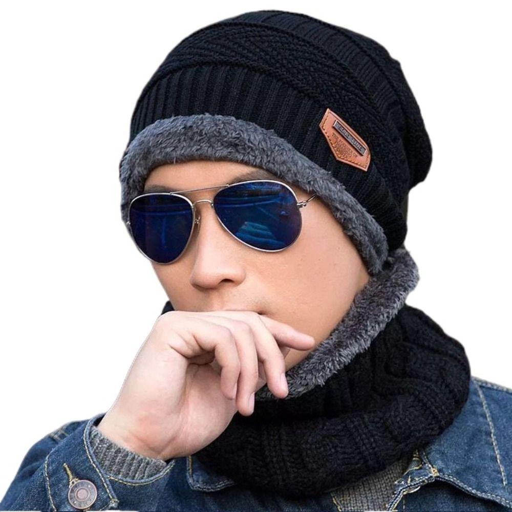 Плюс бархатные зимние шапки, теплый шарф из кораллового флиса для мужчин и женщин, вязаная шапка