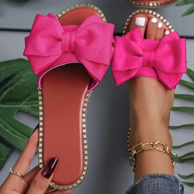 Женские Сандалии Милый Бант Летняя Обувь Женские Плоские Сандалии Домашние Уличные Тапочки Женские Сандалии Летняя Обувь Женская