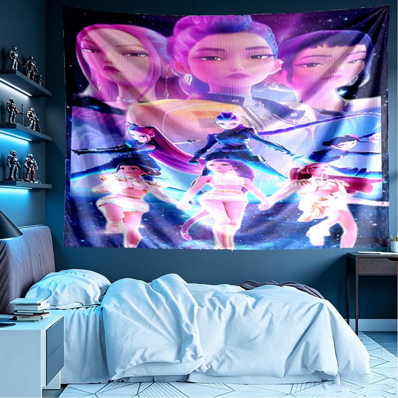 Гобелен с принтом Охотники на демонов K-Pop, легкий настенный декор, для спальни, общежития, гостиной, домашнего искусства - Подарок на день рождения, Рождество для друзей