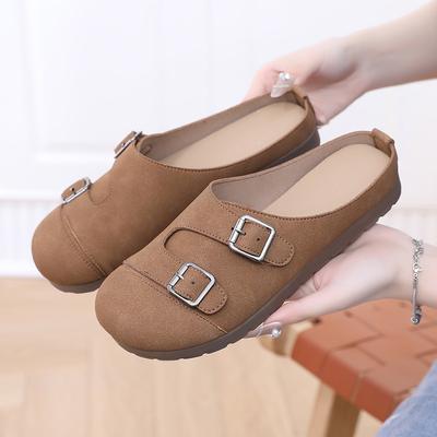 Туфли женские весенние новые ретро женские туфли на плоской подошве с сумкой на носке удобные повседневные полушлепанцы