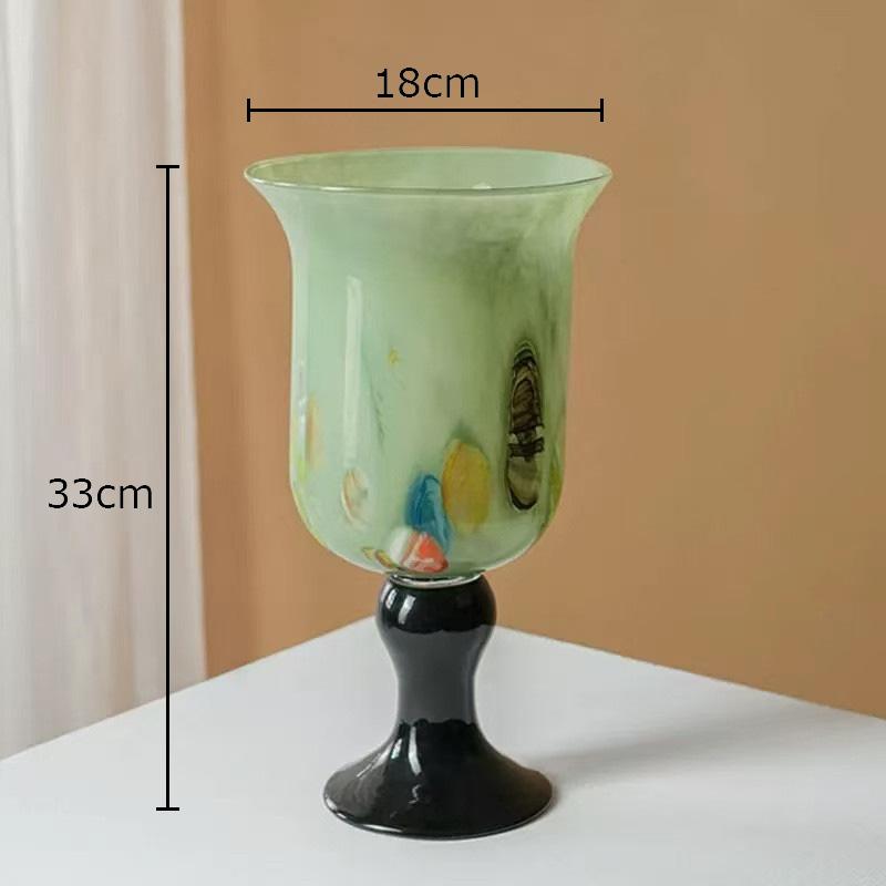 Painted Pattern Goblet Glass Vase Flower Pots Table Decoration Flowers Arrangement Hydroponics Floral Vases Modern Home Decor