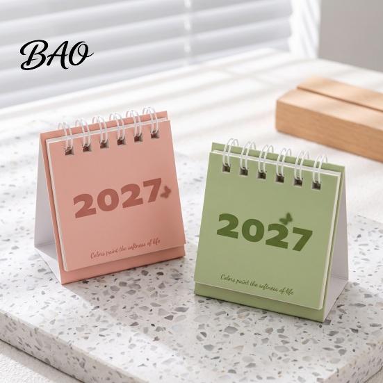 Standing Paper Memo Pad Mini Desk Calendar 2027, Jan. 2027 to Dec. Flip Small Fresh Style Office Accessory Desktop Calendar, 12 Monthly Planner
