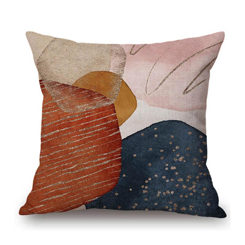 Nordic Abstract Geometric Modern Art Terra Cotta Modern Art Cotton Linen Sofa Throw Pillow Case Home Decorative Cushion Cover