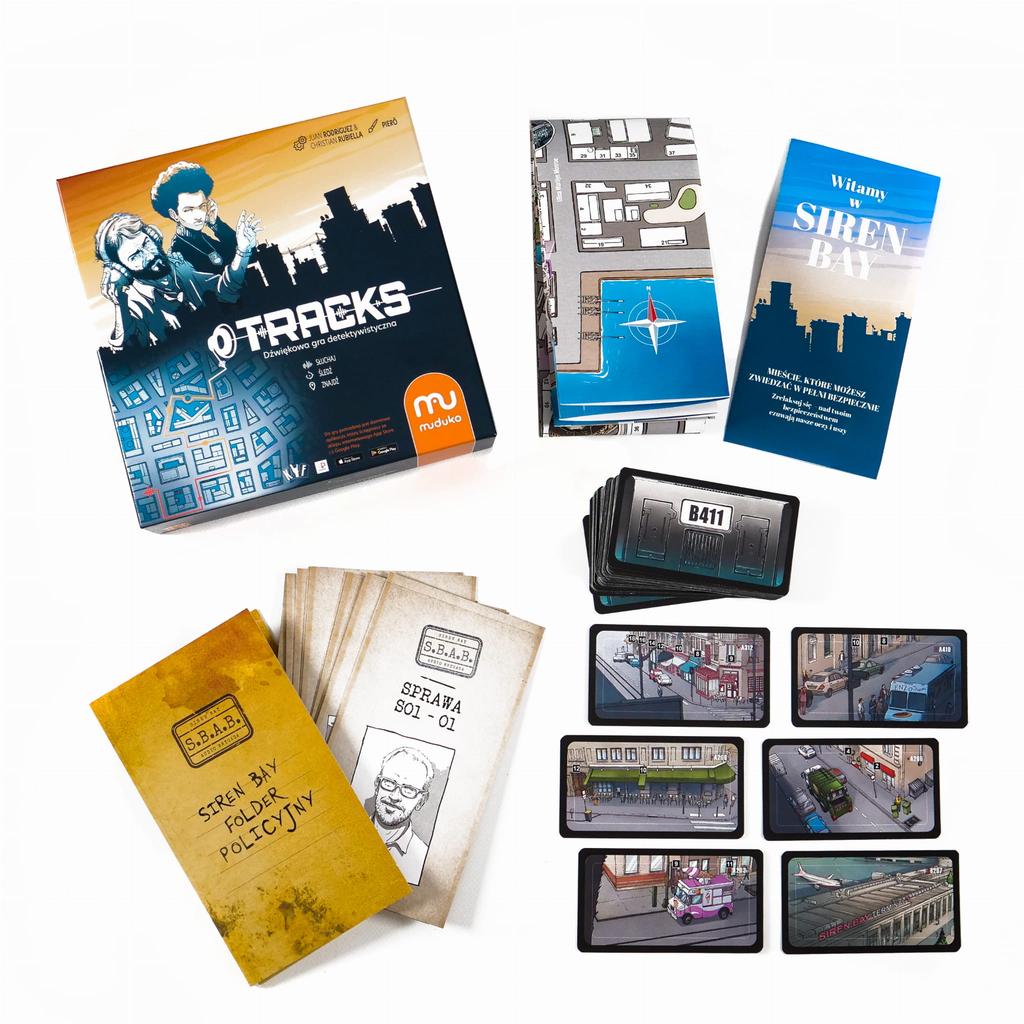 Tracks. Audio detective. Board game. Muduko