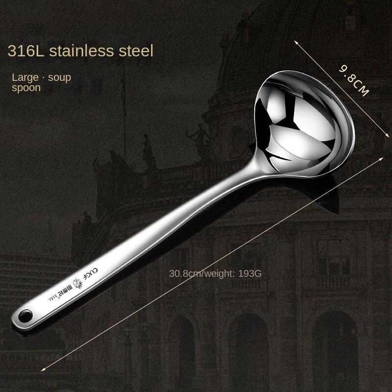 1 шт., ложка для горячего горшка из нержавеющей стали 316, бытовая ложка для супа, большая ложка для супа с длинной ручкой, коммерческая ложка с защитой от ожогов, углубленная ложка