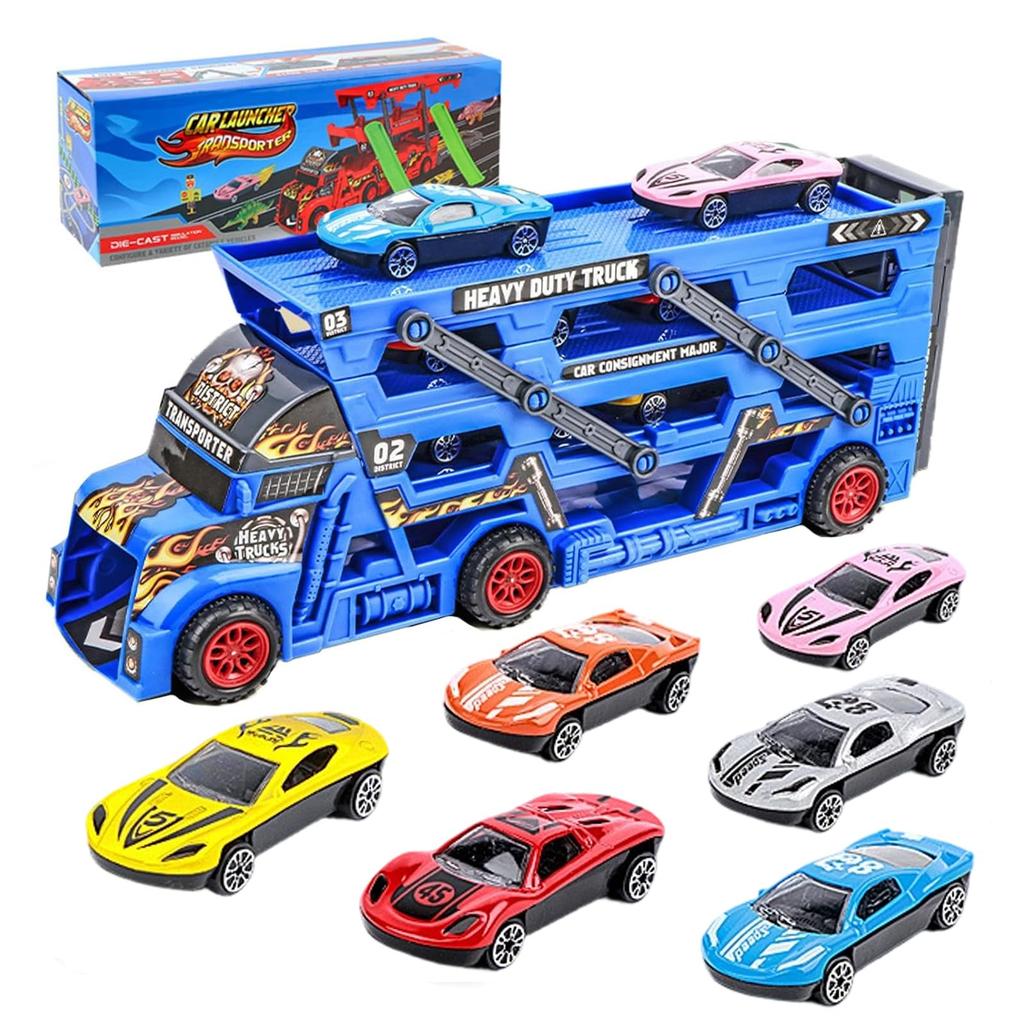 AMYCOOL Игрушечный строительный транспорт Миниатюрный набор автомобилей с местом для хранения и Рабочая обучающая игрушка с дорожными знаками и автомобилями для помещений и Идеальный подарок для