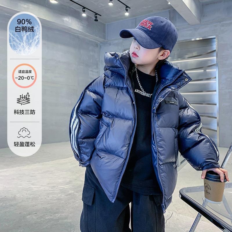 Bread Одежда Детские зимние пуховики на белом утином пуху Одежда для мальчиков Утепленные пальто для детей среднего и старшего возраста