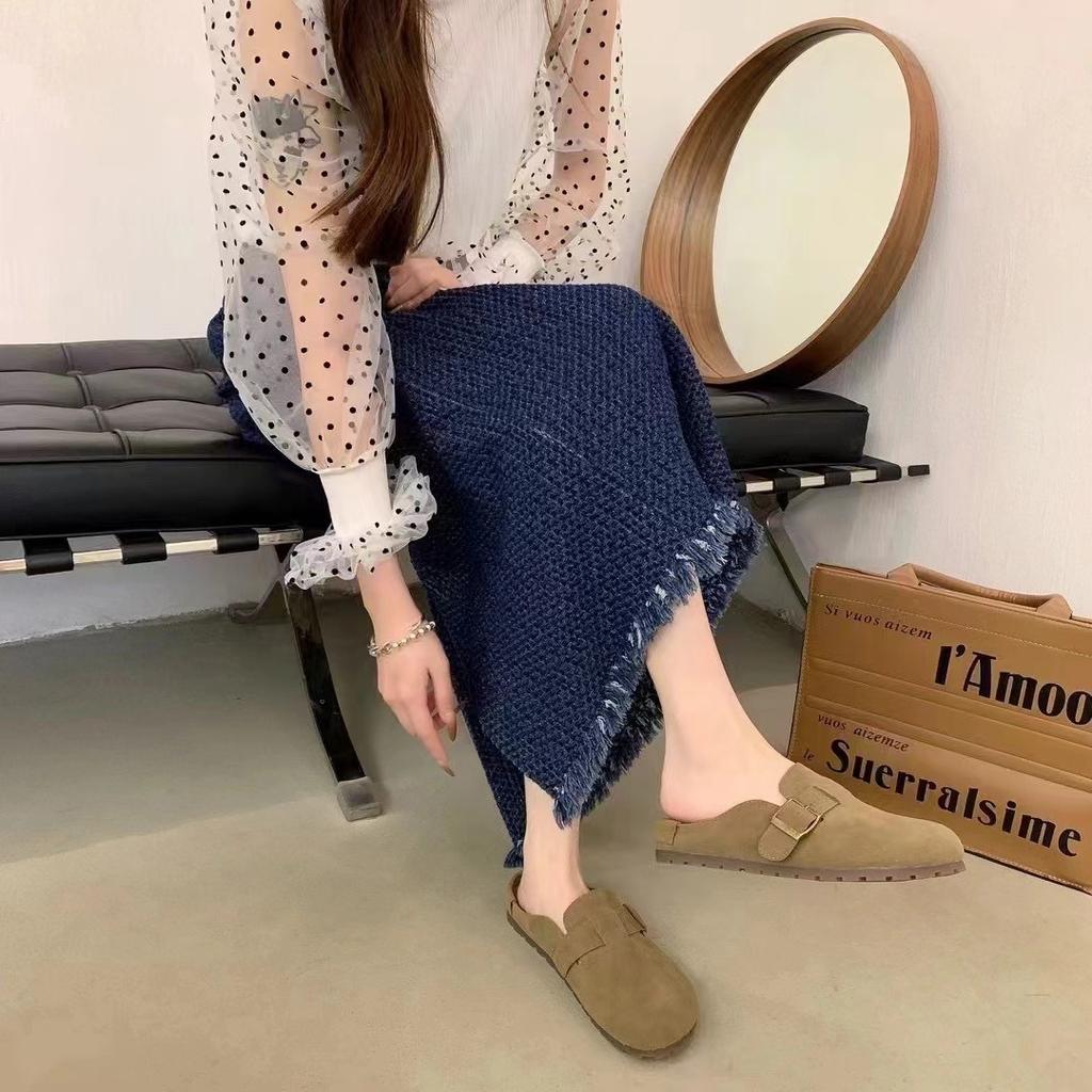 Ретро модная сумка голова Бокен обувь полуподнос уличная одежда тапочки балетки Дуду обувь ленивая обувь женская обувь 2130-2