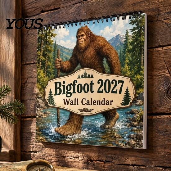 Настенный календарь Savage 2027, 12-месячный планировщик с иллюстрациями дикой природы, переплет на спирали, уникальная иллюстрация обезьяны, плотная бумага, тематический органайзер для дома