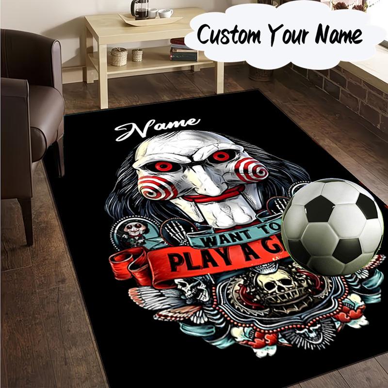 Custom Name Horror Holiday Mashup Carpet, Chair Rug,Area Rug for Office Bedroom living rooms bedroom, Doormat decor Christmas fan gifts