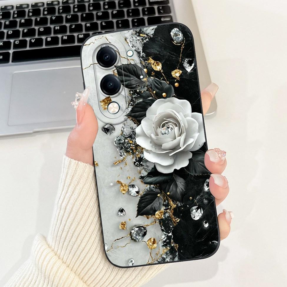 For Vivo Y04 Case V2430 Silicone Cute Cat Fashion Butterfly Flowers Love Painted Back Cover For Vivo Y04 4G Phone Case Bumper