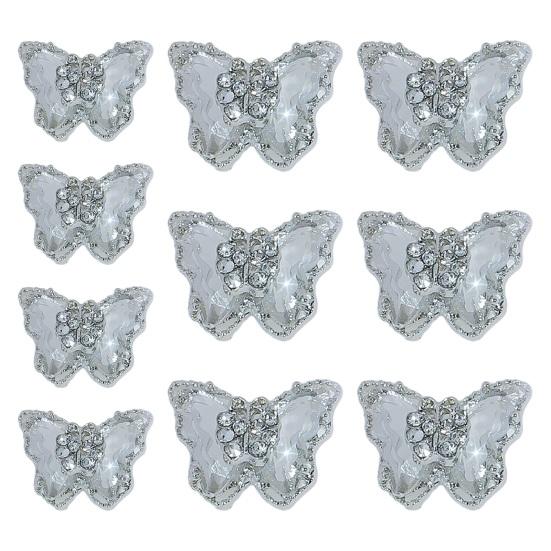 10 шт., ювелирные изделия для ногтей с бабочками, двухслойные сверкающие стразы, привлекательные украшения для дизайна ногтей, женские аксессуары