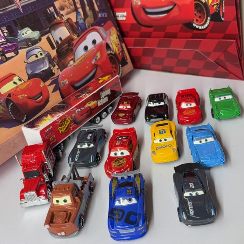 Горячий  12 шт.  Pixar Тачки Подарочная Коробка Металлический Литой Модель Машинки Молния МакКуин Игрушка Джексон Дядя Грузовик Мальчик День Рождения Игрушки