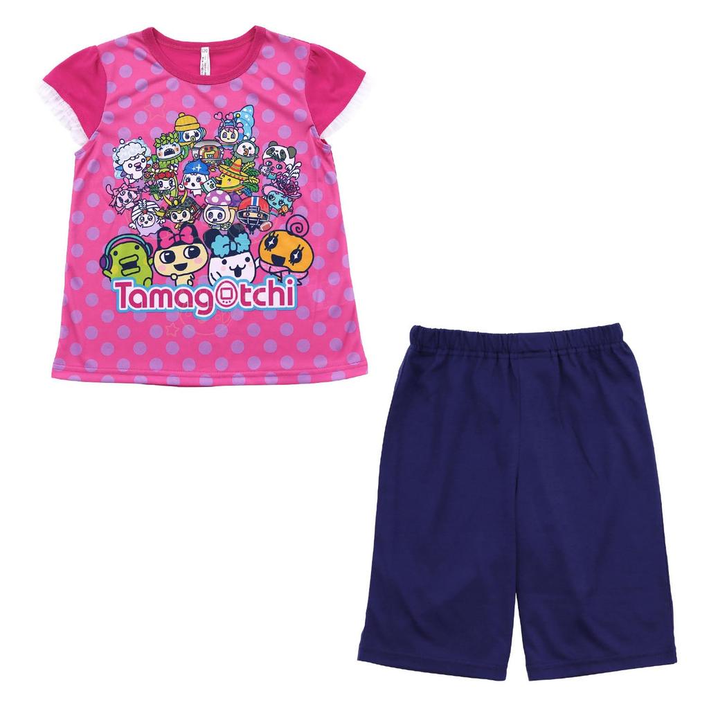 Bandai Tamagotchi Girls' Brave Light-Up Pajamas, Short Sleeves, Top and Bottom Set, 562