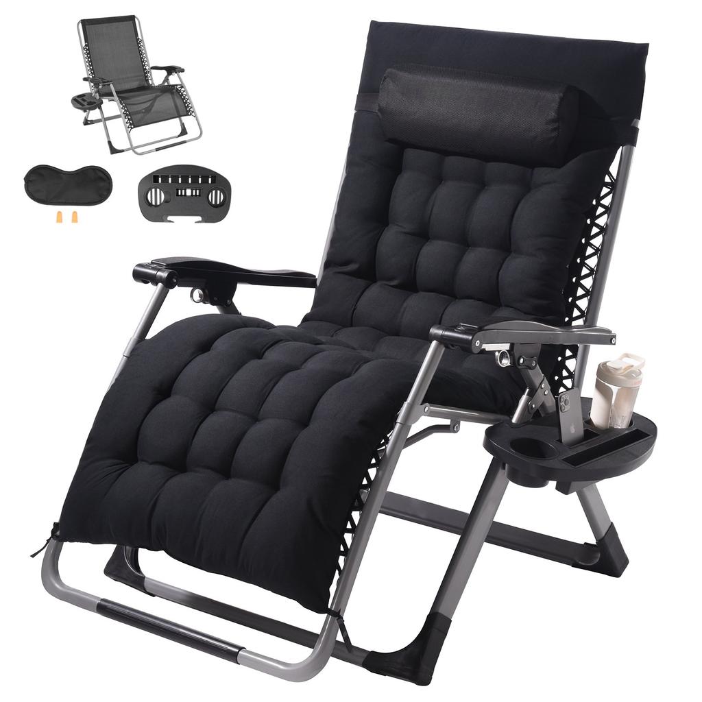 VEVOR Zero Gravity Chair, 33 inch Zero Gravity Recliner Lounge Chair for Indoor and Outdoor, Adjustable Anti Gravity Chair with Cushion, Headrest