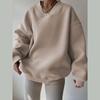 Women's O-neck Oversize Sweatshirt Fall Winter Fashion Loose Solid Color Hoodie Versatile Causal Long Sleeve Pullover