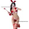 Christmas Bunny Girl Lace-Up Lingerie Set - Sexy Three-Piece Bra and Panties Sleepwear
