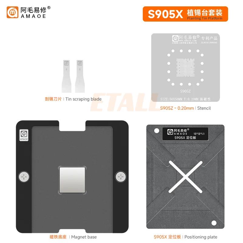 Платформа для пайки шариками Amaoe S905X4 для чипа основного управления Smart TV Box Amlogic S905L/905Z Трафарет BGA для реболлинга Паяльный набор