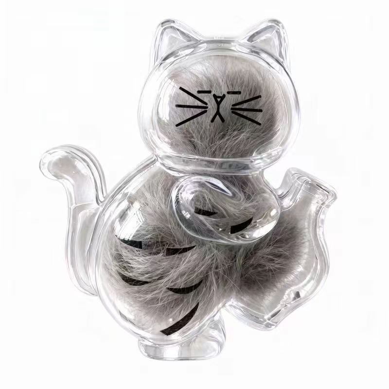 Cute Cat Shape Refrigerator Magnet Pet Fur Whisker Keepsake Box Pet Memorial Collectible Storage Gift