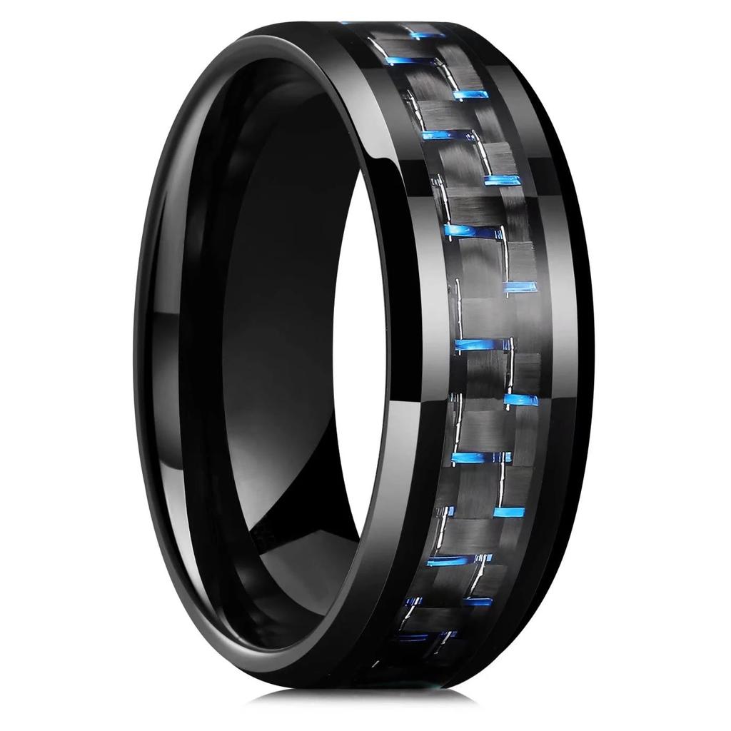 Vintage CopperColor Titanium Stainless Steel Rings for Men Black Carbon Fiber Ring Wedding Jewelry Christmas Gift Accessories