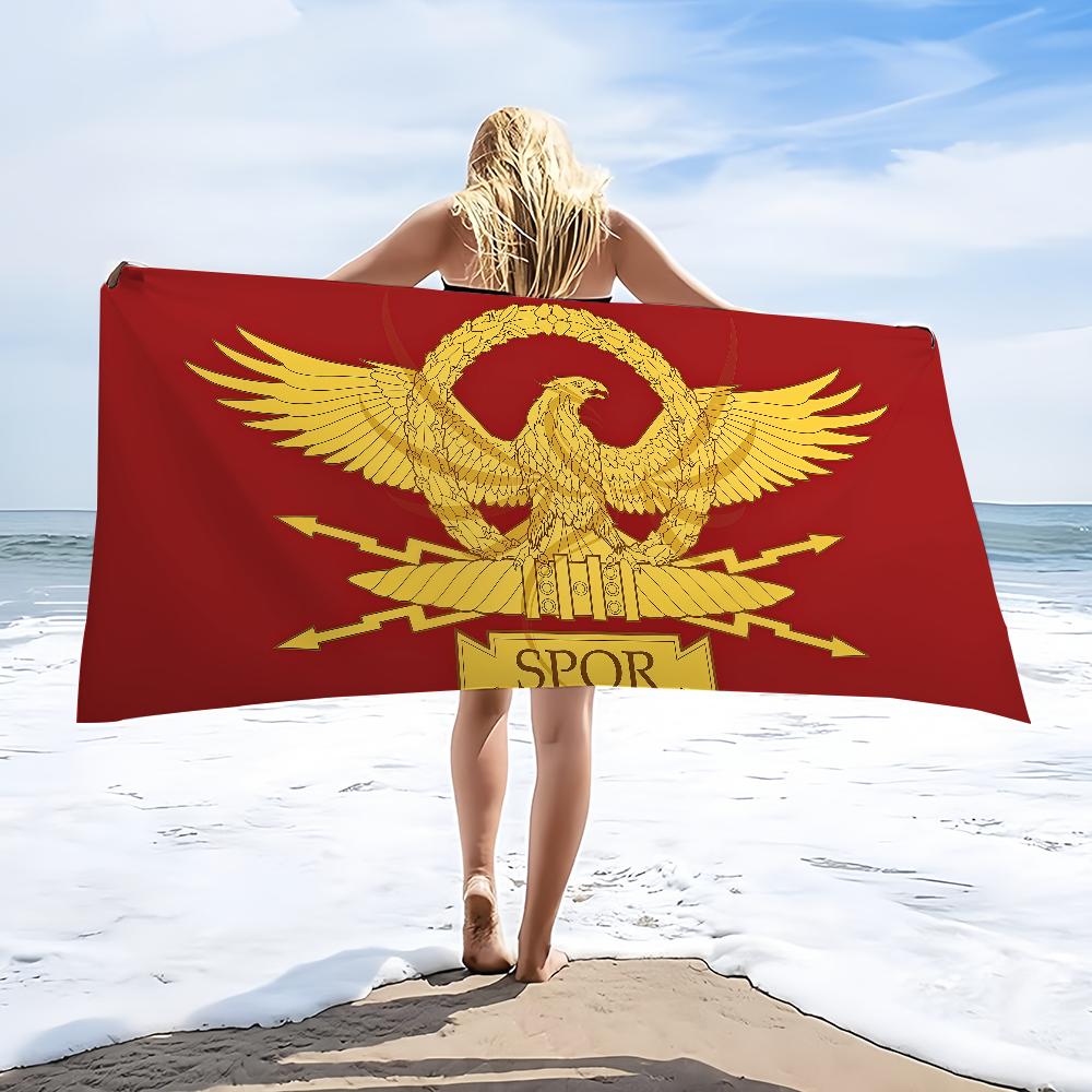Римский логотип SPQR Полотенце Пляжное Ванное Быстросохнущее Легкое Портативное Сауна Туризм Купание Бассейн Путешествия