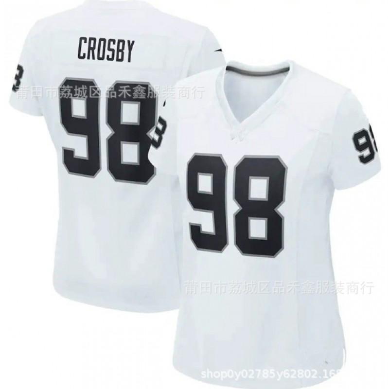 Womens NFL Raiders Jersey Cotton Football Shirt Game Day Fan Wear - Crosby 98 Garoppolo 10