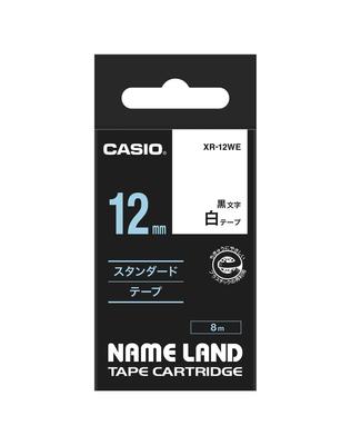 Оригинальная лента Casio Label Writer Nameland Tape 12 мм с черными буквами на белом фоне XR-12WE