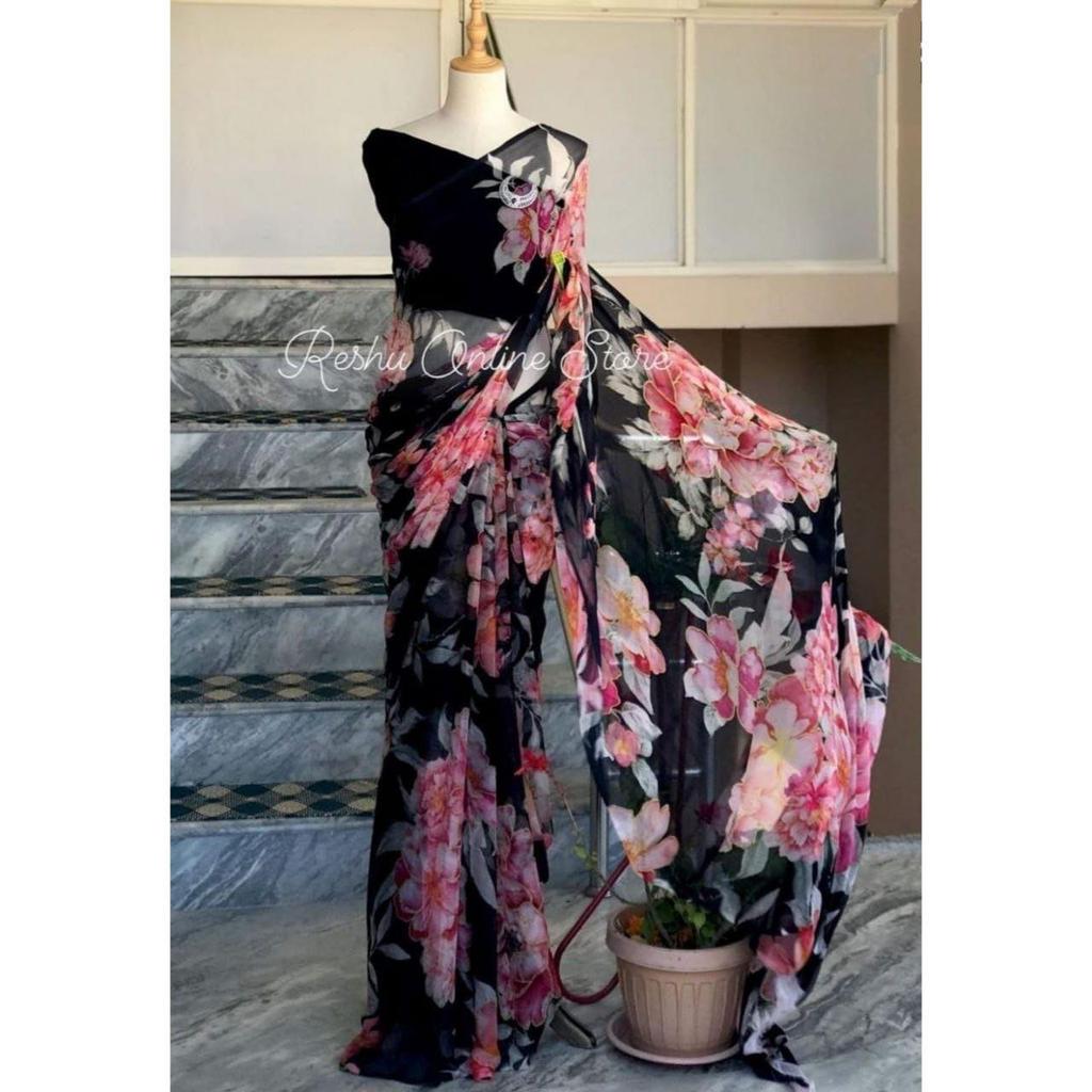 Stylish Casual Wear & Office Wear Saree for Women, Blouse (Need To Be Stitched As Per Size And Fit)