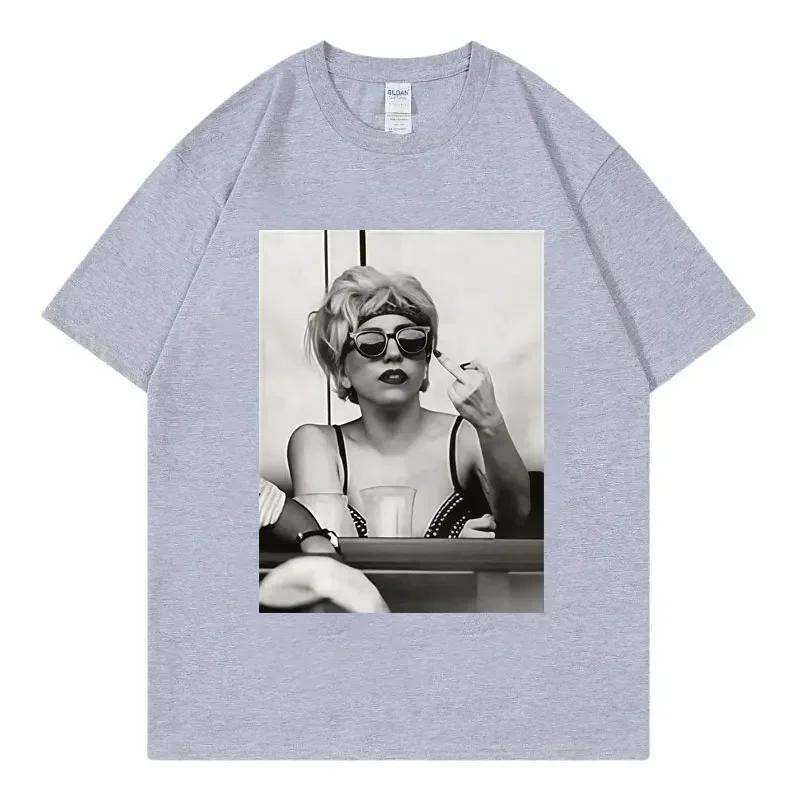 Singer Lady Gaga Merch T Shirt Unisex Wounisex Clothing Harajuku Pop Music Short Sleeve Tshirt High Quality Oversized Tshirts Black