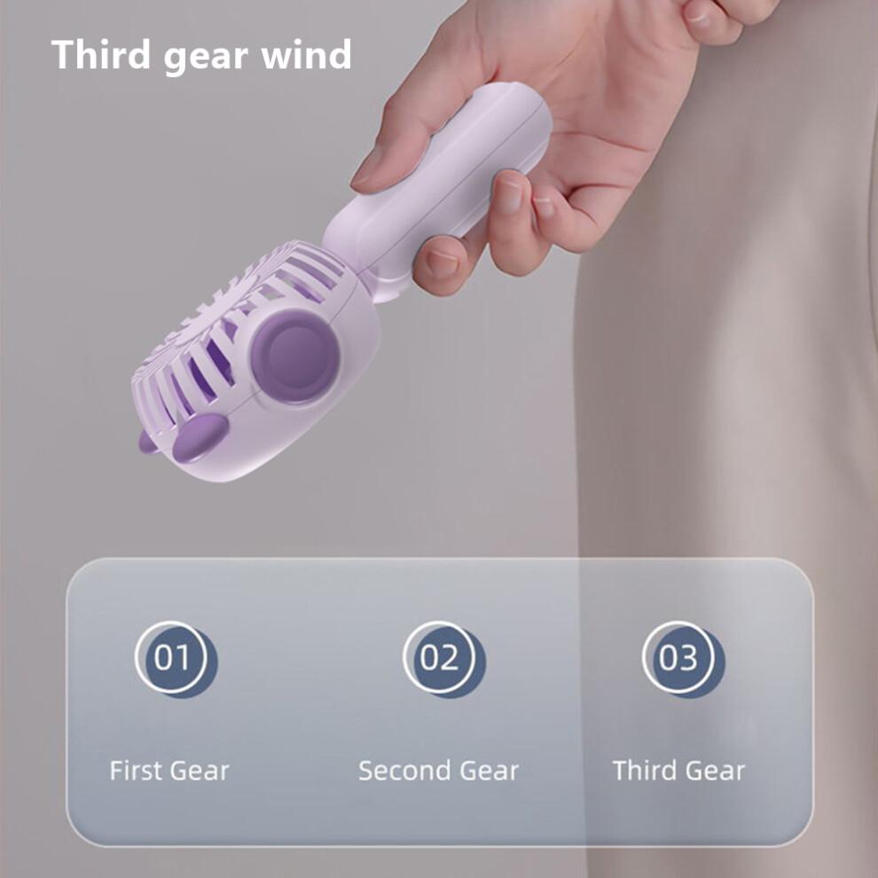 (Avocado Green) 1117A Mini Handheld Fan 3 Speeds Adjustable Summer Cooling Fan with Base