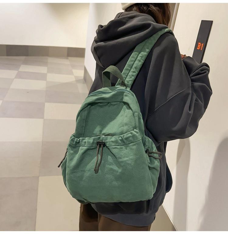 Washed Canvas Schoolbag Women's Casual Backpack College Students' Casual Class Backpack