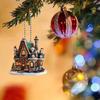1 шт/5 шт новый акриловый плоский 2D рождественский домик цветочный рождественская елка подвеска украшение для дома подвеска для зеркала заднего вида автомобиля брелок подвеска