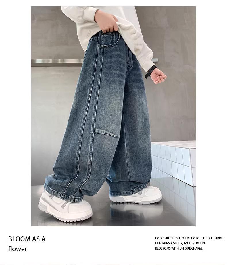 Свободные широкие джинсы для мальчиков – Модные универсальные осенние штаны-клеш