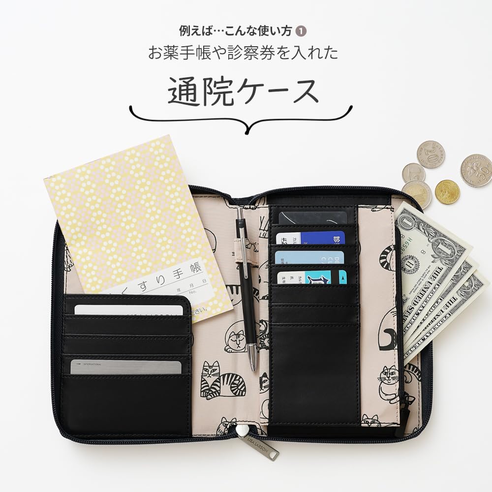 Lisa Larson LISA LARSON Organizer with Sketch Stylish Design for [Official] Multi-Case/Pouch Cats, Hand-Drawn, Women, LTNA-06