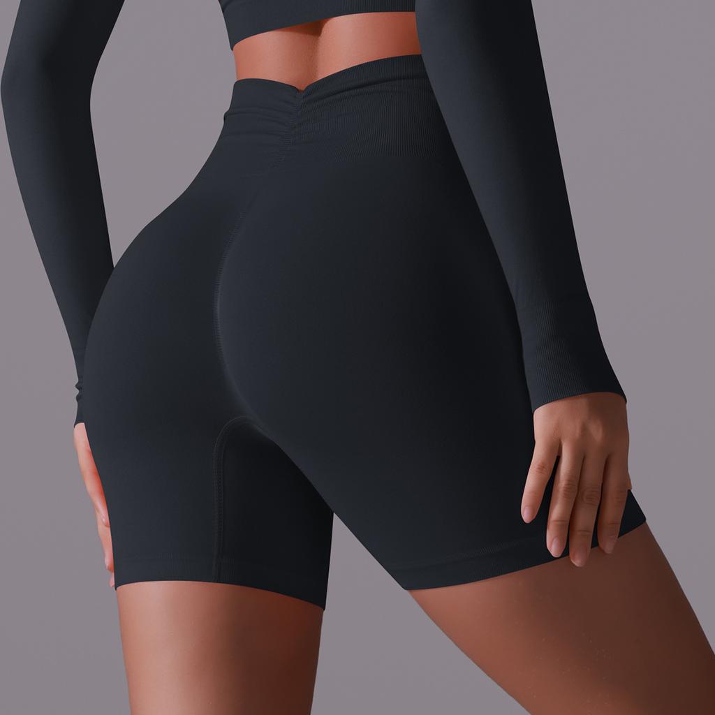 Женские бесшовные спортивные шорты с высокой талией, шорты для тренировок в тренажерном зале, шорты персикового цвета для фитнеса, йоги, леггинсы