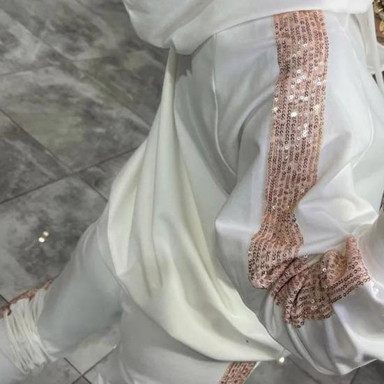 2 Pcs/Set Women Hoodie Pants Suit Long Sleeves with Sequined Pocket Solid Color Top Elastic Waist Trousers Daily Wear Sport Outfit Fall Spring