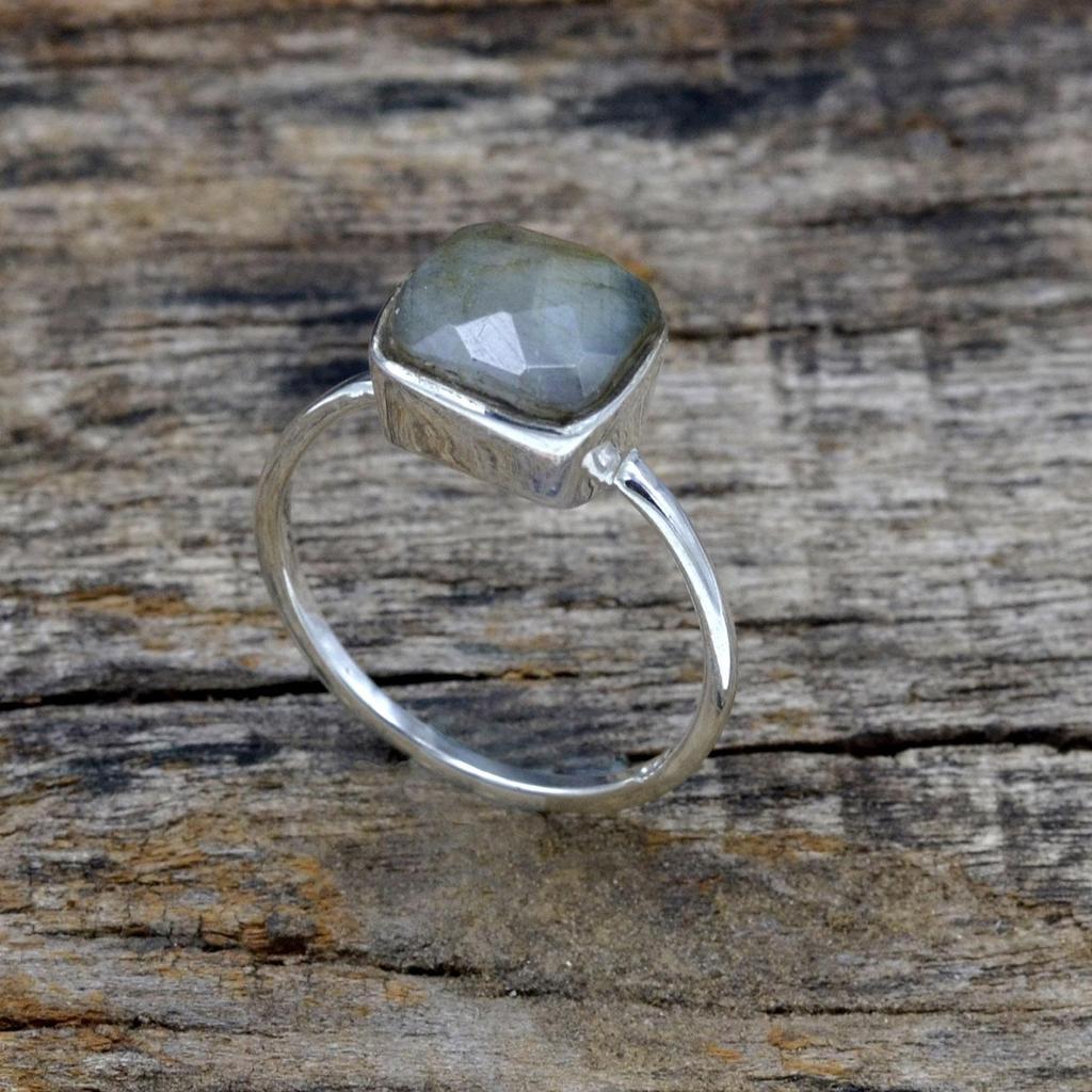 Кольцо из стерлингового серебра 925 пробы с лабрадором, женское кольцо ручной работы в стиле бохо из натурального драгоценного камня