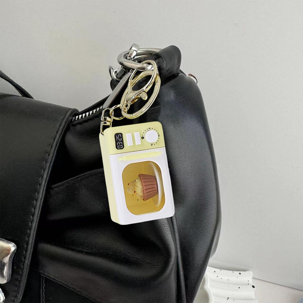 Creative Microwave Keychain Interactive Children's Toy with LED Light Sound Effects Gold Lobster Clasp for Kids Adults