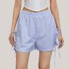 Women's Loose Casual High Waisted Bow Elastic Waisted Checkered Shorts Casual Shortss