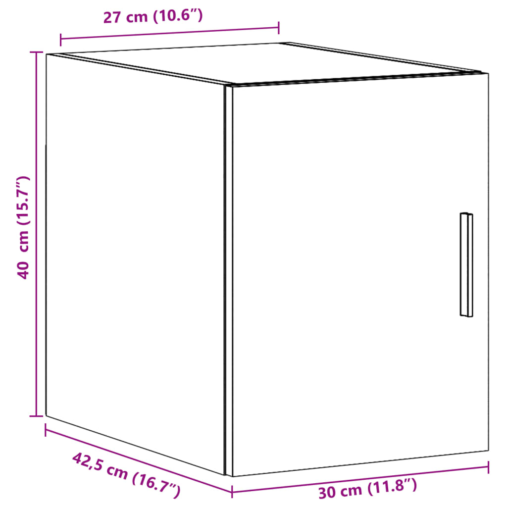 Wall Mounted Cabinet Black 30 x 42.5 x 40 cm Engineered Wood
