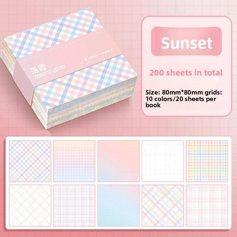 Simple Grid Square Notes Non-sticky Journal Diary Message Scrapbook Material Decorative Backing Paper Back To School Memo Pad