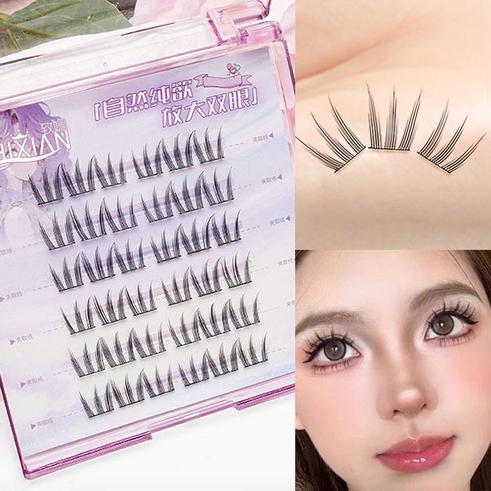 Glue Free Manga Lashes With Jelly Glue Strips 3D False Eyelashes Cat Elf Eyelashes Party Supplies