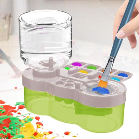 6 In 1 Brush Cleaner Artists Teachers Kids Paint Brush Holder Palette Water Circulation Brush Cleaner Portable Painting Tool