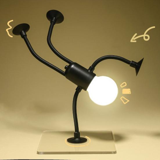 LED Bedside Lamp Changeable Shape Funny Night Light with Suction Cup Soft Glow DIY Shape Cute Light Bulb Man Mini Night