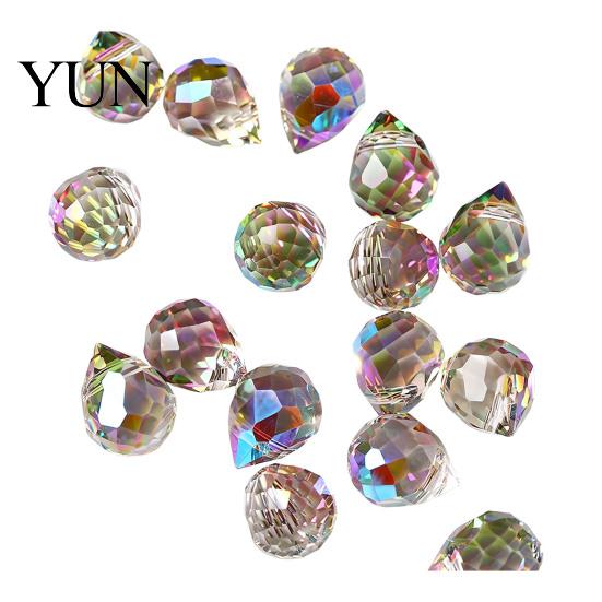 Home Decoration Glass Pieces Faceted Teardrop Beads, Water Drop Loose Spacer Top Drilled Crystal Beaded Curtains Decorations Beads for Sun Catcher,