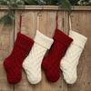Knit Christmas Stocking, 1PCS 15inch Xmas Socks Fireplace Hanging Decoration, Rustic Candy Gift Bag for Family Holiday