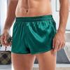 Мужские шорты с эластичной талией и средней посадкой, универсальные спортивные шорты с сексуальными разрезами по бокам, однотонные блестящие шорты из атласа для повседневной носки