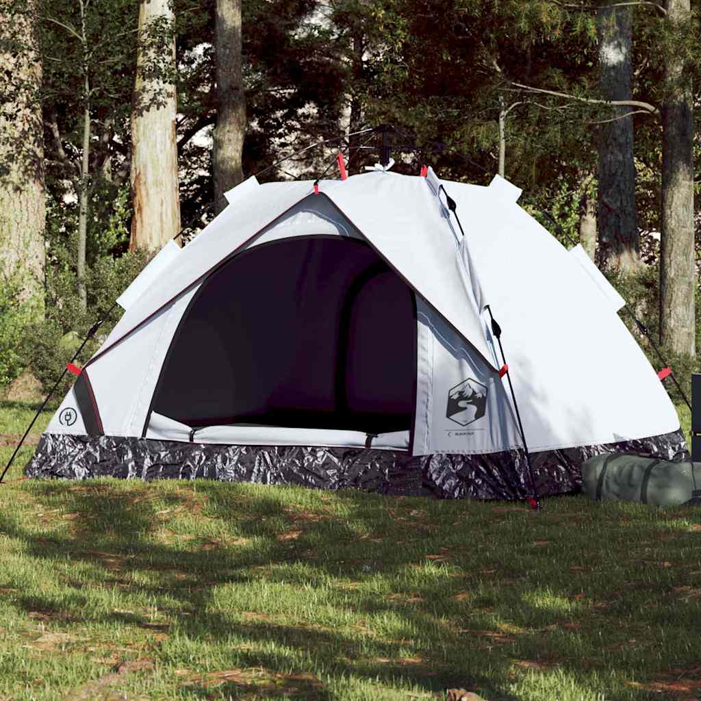 Dome Camping Tent for 3 Persons White Blackout Quick Release