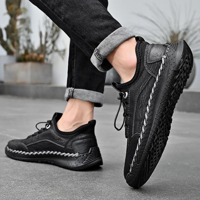 Мужские кроссовки ручной работы, уличная нескользящая прогулочная обувь на шнуровке, спортивная обувь для ходьбы, вождения