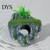 Safe PVC Resin Ornament Floating Rock Aquarium Decoration, Realistic Moss with Shrimp Resting Shelter Cave, Fish Tank Hideout for Betta Guppy